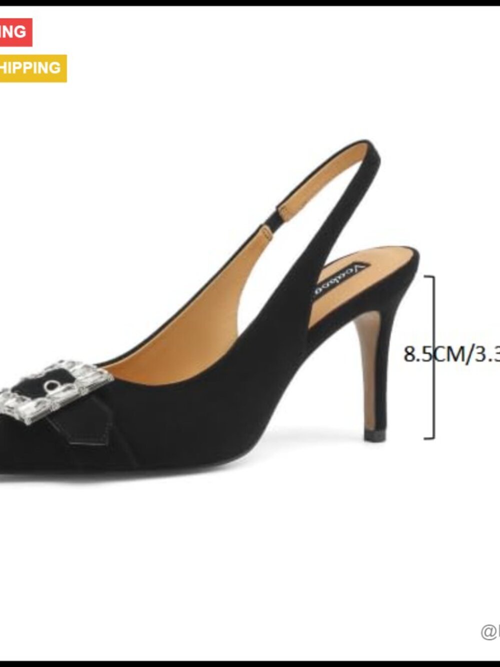 Real Leather Kitten Heels Slingback Pumps for Women - Picture 4 of 7